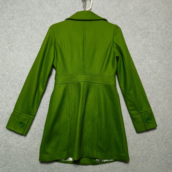 Tulle Anthropologie Wool Blend Coat Womens Size XS Button Up Green Retro Winter - Picture 2 of 9